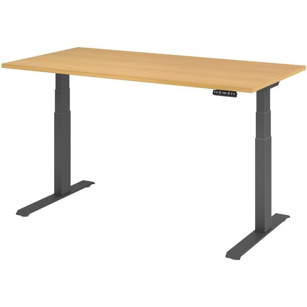 HAMMERBACHER Schreibtisch »Upper Desk« 160 cm breit und elektrisch höhenverstellbar bis 129 c braun, 160x129x80 cm