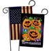 Breeze Decor Happy Pumpkins 2-Sided Polyester 19 x 13 in. Garden Flag in Black/Orange | 18.5 H x 13 W in | Wayfair