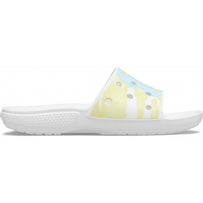 Crocs White / Multi Classic Crocs Tie-Dye Graphic Slide Shoes Crocs White /...