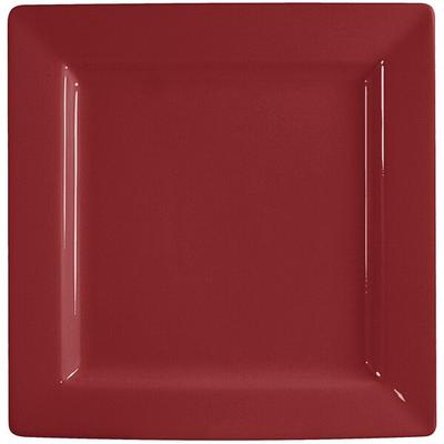 International Tableware EL-10-RH Elite Harvest 10 3/4" Square Rhubarb Wide Rim Porcelain Plate - 12/Case
