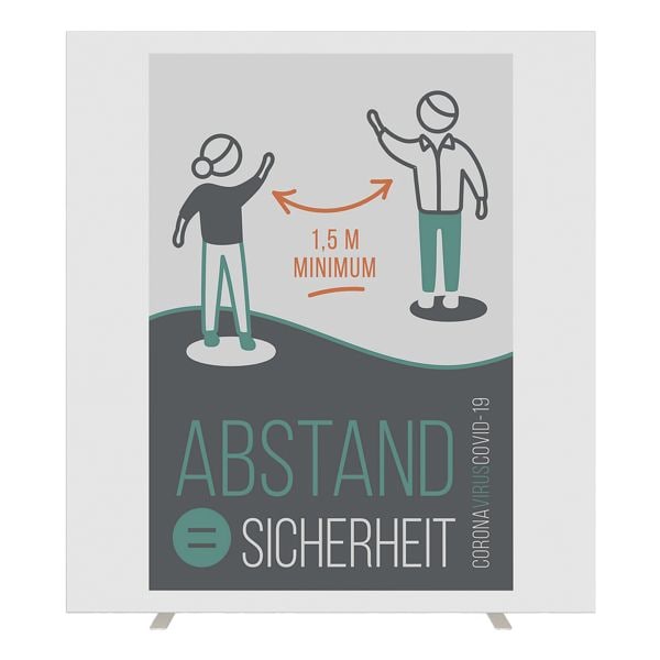 Paperflow Trennwand »Easyscreen« mit Info-Motiv »Abstand = Sicherheit« 160 x 39 x 174 cm weiß, 160x174x39 cm Image