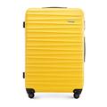WITTCHEN Travel Suitcase Carry-On Cabin Luggage Hardshell Made of ABS with 4 Spinner Wheels Combination Lock Telescopic Handle Groove Line Size Large Suitcase Yellow
