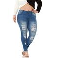 V.I.P. JEANS Damen Ripped Distressed Skinny Junior or Plus Sizes Jeans, Mittelblau, 52 Mehr