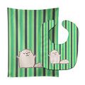 Caroline's Treasures Baby Bib & Burp Cloth, Cat Green Stripes, Large