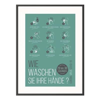 Hinweisschild »Hände waschen« 50 x 70 cm grün, Paperflow, 50.6x70.6 cm