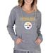 Women's Concepts Sport Gray Pittsburgh Steelers Mainstream Hooded Long Sleeve V-Neck Top