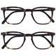 Opulize Bex Lesebrille 2er Pack Groß Quadrat Cool Designer Rahmen Federscharniere Kratzfest Mattbraun Schildpatt Herren Damen RR64-2 +2.00