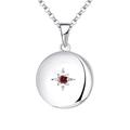 JO WISDOM Photo Locket Necklace,925 Sterling Silver Polar Star Charm Pendant Necklace with 3A Cubic Zirconia January Birthstone Garnet Jewelry for Women