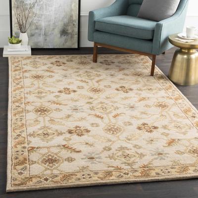 Postelle 4' x 6' Traditional Wool Dark Brown/Olive/Tan/Brown/Dusty Sage/Mustard/Medium Gray/Dark Red/DustySage/DarkBrown/Medium Gray/Dark Brown Area Rug - Boutique Rugs