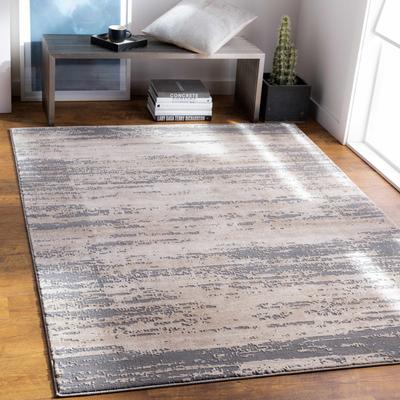 Mikana 6'7" x 9'6" Modern Charcoal/Tan/Light Beige/Beige Area Rug - Boutique Rugs