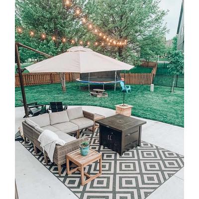 Spilsby 8'10" Square Modern Black/Light Beige/Beige Outdoor Area Rug - Boutique Rugs