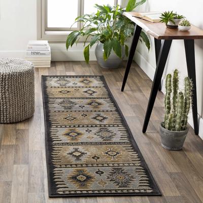 Foxburg 8'10" x 12'10" Rustic Charcoal/Gray/Light Beige/Tan/Peach/LightBeige/Peach Area Rug - Boutique Rugs