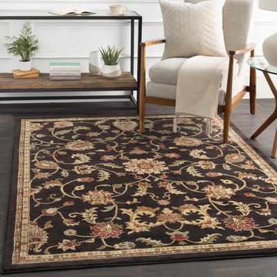 Salona 9'10" x 12'10" Traditional Black/Dark Brown/Medium Gray/Coral/Light Beige/Mustard/Olive/DarkBrown/MediumGray/Dark Brown/Medium Gray Area Rug - Boutique Rugs