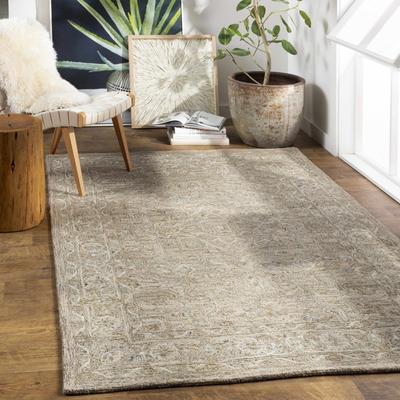 Pharr 5' x 7'6" Traditional Wool Black/Cream/Dusty Sage/Light Beige/Light Sage/Medium Gray/Mustard/Peach/DustySage/LightSage/MediumGray/LightBeige/Medium Gray/Light Sage/Peach Area Rug - Boutique Rugs
