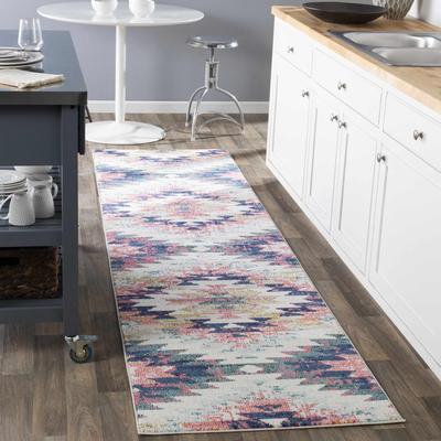 Lewisberry 7'10" x 10'2" Rustic White/Aqua/Teal/Dark Blue/Black/Charcoal/Light Brown/Mustard/Pink/Purple/Light Beige/Peach/Navy/LightBeige/LightBrown/DarkBlue/Peach/Light Brown/Navy Area Rug - Boutique Rugs