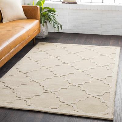 Orick 6' Round Modern Wool Beige/Ivory/Beige Area Rug - Boutique Rugs