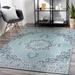 Orla 8'10" Round Traditional Teal/White/Navy/Pale Blue Outdoor Area Rug - Hauteloom