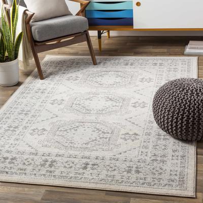Moundsville 7'10" x 10'2" Charcoal/Light Beige/Medium Gray/Seafoam/Sage/Peach Area Rug - Boutique Rugs
