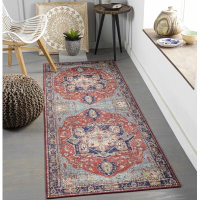Ripplemead 2'7" x 7'7" Traditional Burnt Orange/Grass Green/Ivory/Beige/Dark Blue/Green/Ink Blue/Pale Blue/Red/Navy/Teal/BurntOrange/DarkBlue/InkBlue/PaleBlue/Burnt Orange/Navy/Teal/Pale Blue Runner - Boutique Rugs