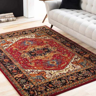 Malpas 2' x 2'11" Traditional Black/Dark Blue/Ivory/Burgundy/Light Brown/Light Olive/Orange/Yellow/Navy/Olive/Light Brown/Navy/Olive Area Rug - Boutique Rugs