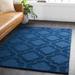 Institute 6' x 9' Solid & Border Wool Dark Blue/Navy Area Rug - Hauteloom