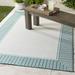 Skipton 7'3" Square Cottage Teal/White Outdoor Area Rug - Hauteloom