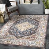 Ridley 6'7" x 9' Traditional Cream/Taupe/Charcoal/Dark Blue/Gray/Ice Blue/Mustard/Rust/Brick Red/Navy Area Rug - Hauteloom