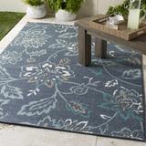 Lamb 7'3" x 10'6" Cottage Taupe/White/Teal/Navy/Pale Blue Outdoor Area Rug - Hauteloom