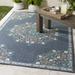 Penland 7'3" Round Traditional Taupe/Teal/White/Navy/Pale Blue Outdoor Area Rug - Hauteloom