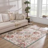 Twilight 5'3" x 7' Traditional Mustard/Charcoal/Dusty Pink/Light Gray/Off White/Rust/Sky Blue/Brick Red Area Rug - Hauteloom