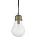 Only 6"L x 6"W x 10"H Modern Black/Antique Brass/Bronze/Clear Pendant - Hauteloom