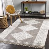 Junction 2' x 3' Wool White/Dark Brown/Brown/Light Beige/Dark Red/Peach Area Rug - Hauteloom