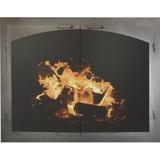 Ebern Designs Acee Cabinet Style Steel Fireplace Door Steel in Black | 28 H x 35 W x 3 D in | Wayfair 6C3FC43E3F024158A8543F11D52FD58C