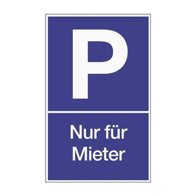 Parkplatzbeschilderung Parken für Mieter L250xB400 mm Kunststoff blau/weiß