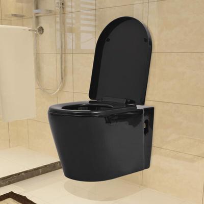 Wandmontierte Toilette Keramik Schwarz Vidaxl