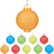 Lampion chinois led abat-jour papier lanterne boule 20 cm rond décoration set de 10 à piles, coloré