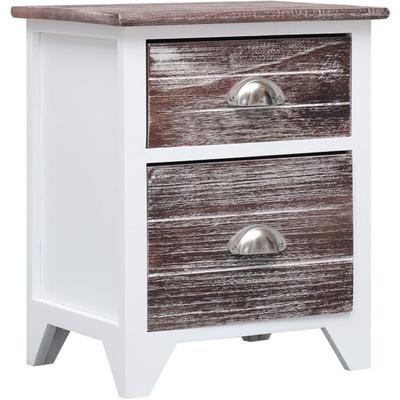 Vidaxl - Nachttisch Braun und Weiß 38×28×45 cm Paulownia-Holz Image