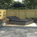 Outdoor-Loungebett mit Sonnenschirm Poly Rattan Grau vidaXL258824