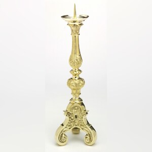 Altarleuchter Höhe 55 cm aus Messing Gold mit Dorn und Tülle Ø 4cm (Gesamtgewicht 4 kg) Image