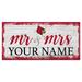 Louisville Cardinals 6" x 12" Personalized Mr. & Mrs. Script Sign