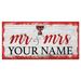 Texas Tech Red Raiders 6" x 12" Personalized Mr. & Mrs. Script Sign