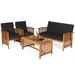 Costway 4 Pieces Patio Solid Wood Furniture Set-Black