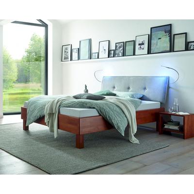 Hasena Wood-Line Massivholzbett Premium Cantu/Talma 140x200 cm / Buche kirschbaumfarbig, lackiert