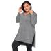 Plus Size Women's Tunic Hoodie by Roaman's in Medium Heather Grey (Size 26/28)