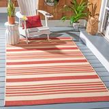 Red/White 96 x 0.25 in Area Rug - Winston Porter Herefordshire Striped Beige/Light Red Indoor/Outdoor Area Rug | 96 W x 0.25 D in | Wayfair
