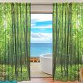 ALAZA Sheer Voile Curtains, Landscape Forest Green Polyester Fabric Window Net Curtain for Bedroom Living Room Home Decoration, 2 Panels, 78 x 55 inch