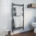 Bathroom Flat Straight Heated Towel Rail Radiator Wall Mounted Dual Fuel Manual Heating Element 17 Rail Bars Electric Central Heating Anthracite Towel Warmer 1200 x 600mm