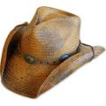 STARS & STRIPES Red Rock Straw Western Cowboy Hat - Brown - Medium