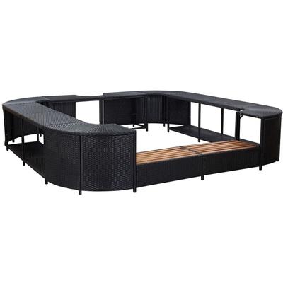 Whirlpool-Umrandung Quadratisch Schwarz 268x268x55 Poly Rattan - Vidaxl Image