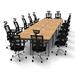 The Twillery Co.® Albin 14 Person Conference Meeting Tables w/ 14 Chairs Complete Set Wood/Metal in Brown | 30 H x 240 W x 60 D in | Wayfair
